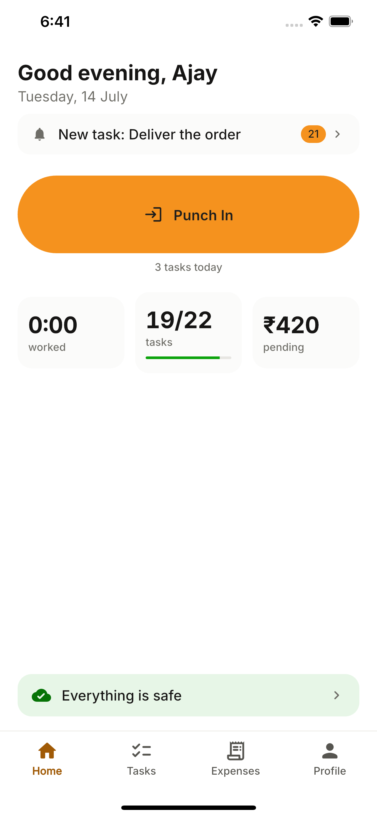 Field app: first sign-in & app lock — JobberOn mobile app screenshot