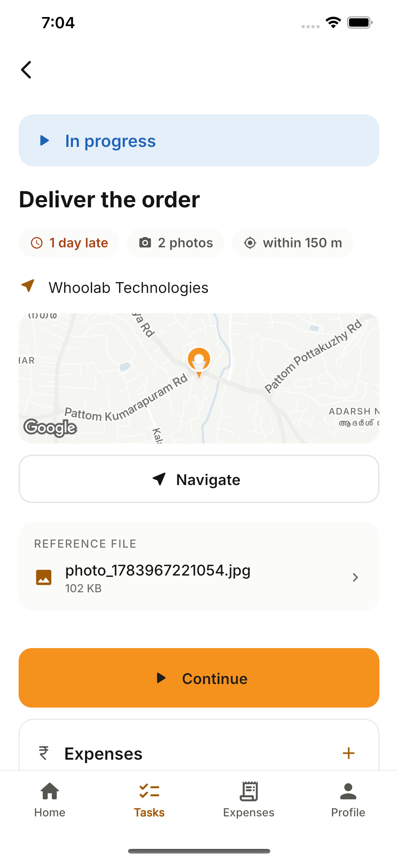 Do a task with proof — JobberOn mobile app screenshot