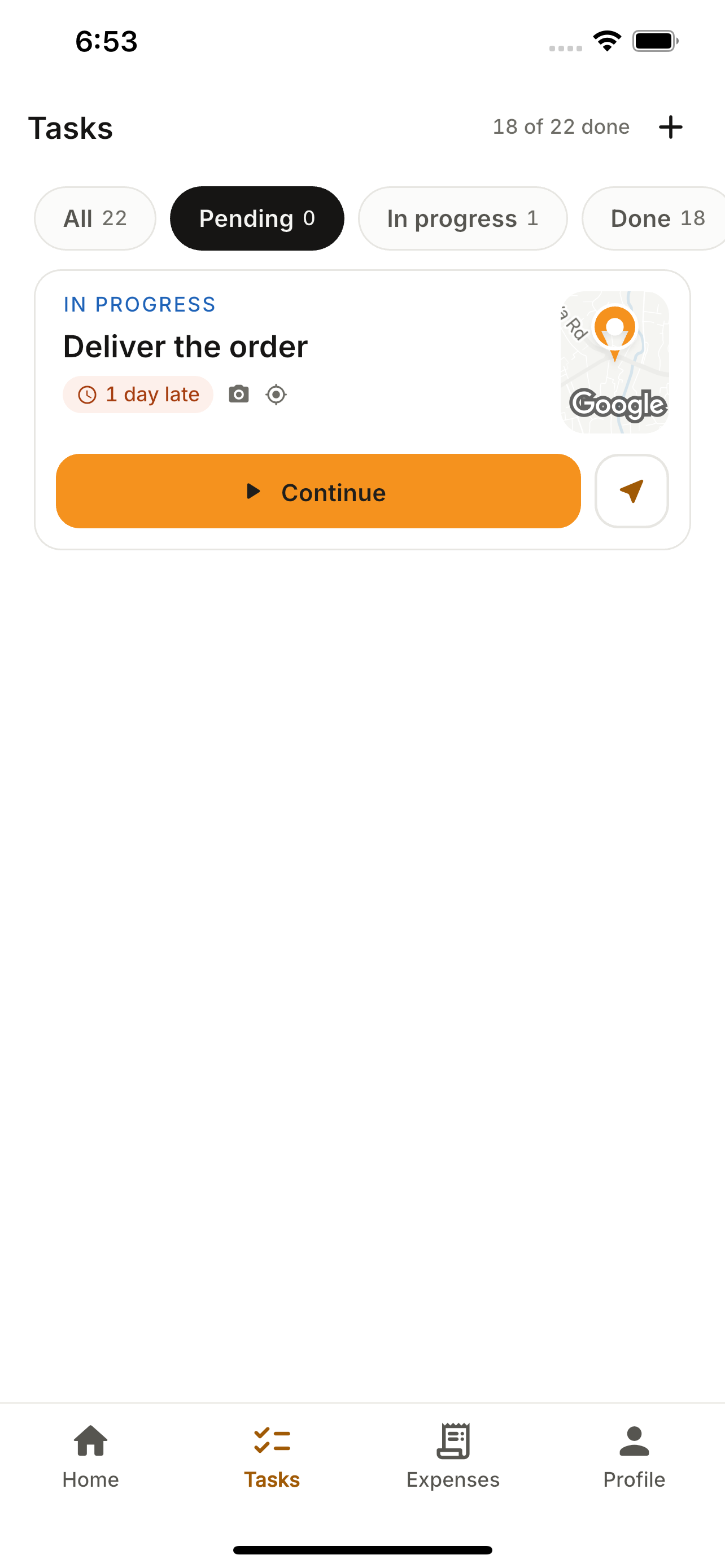 Self-tasks (leads, visits) — JobberOn mobile app screenshot