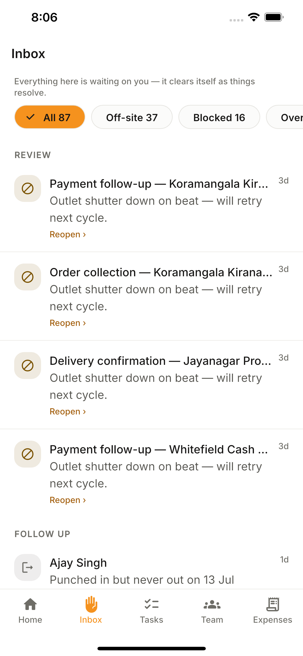 Notifications — JobberOn mobile app screenshot