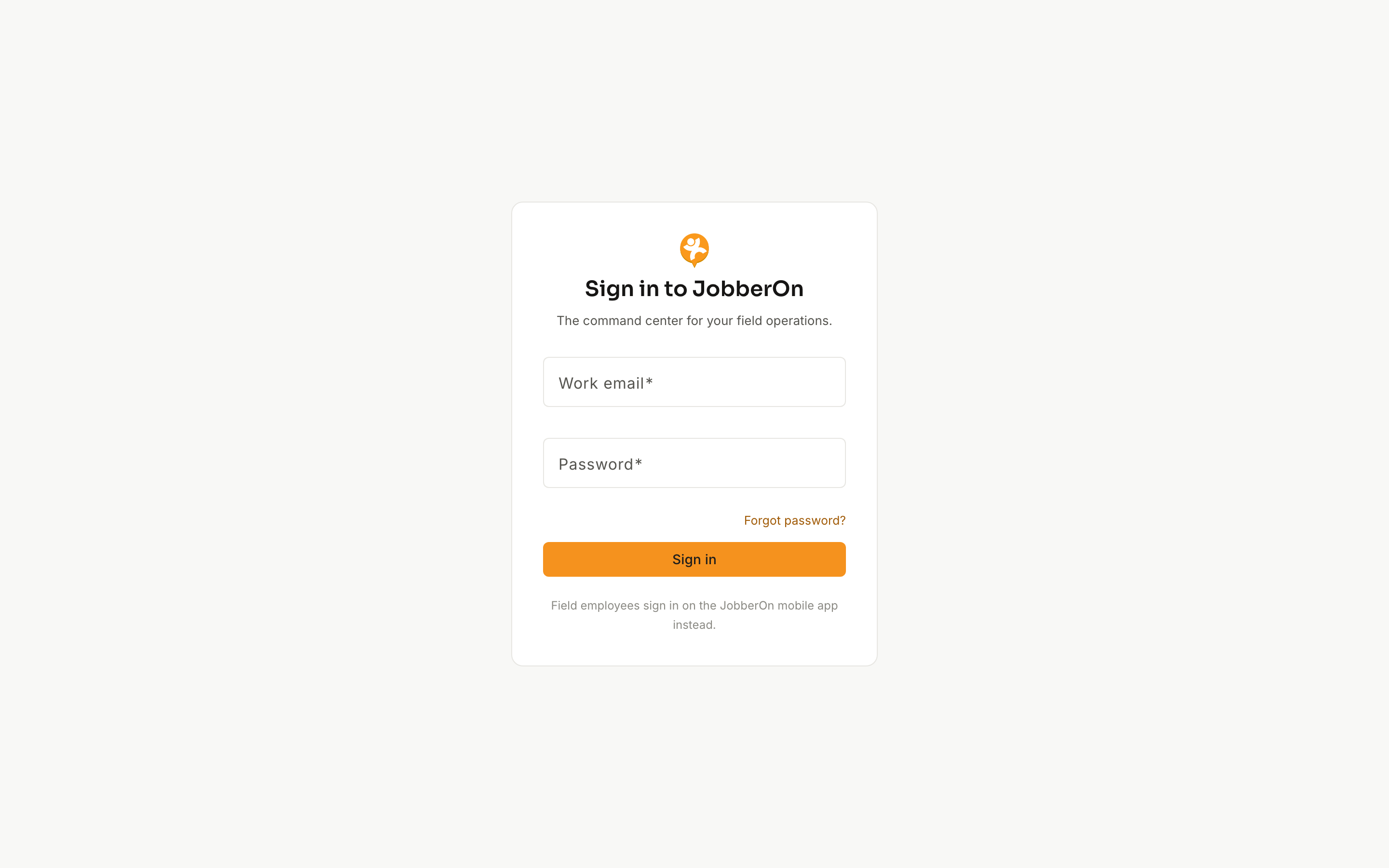 Reset a forgotten password — JobberOn web console screenshot
